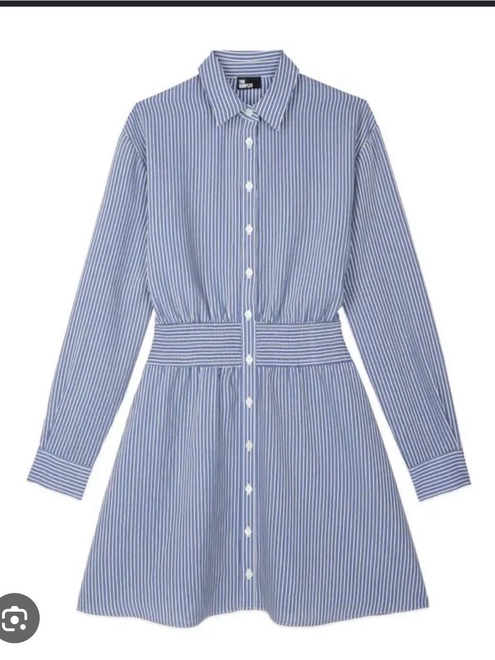 The Kooples Blue and White Striped Long-Sleeve Shirt Dress